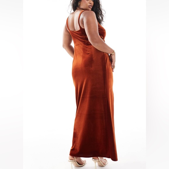 ASOS Rust Velvet Maxi Dress - Picture 2 of 4